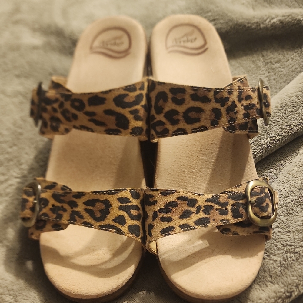 Dansko Leopard Print Sandals with Buckle